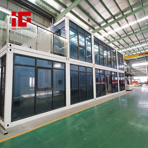 2-Story Detachable Container Office Prefab Modular Glass Curtain Wall Multi-Unit Project Field Workspace Building Meeting Room