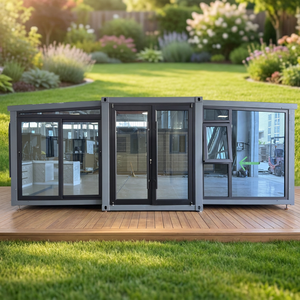 Expandable Folding Container House Prefab Backyard ADU Fully Furnished Tiny Home Kitchen Bathroom Front Porch Modern School