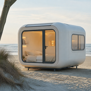 Prefab Modular Apple Cabin ADU Guest House Pod Backyard Tiny Home with Bathroom Kitchen Insulated Glass Door Outdoor