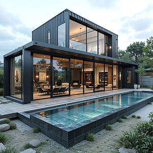 Custom 16ft Luxury Mini Container Cottage House Homes - Modern Mobile Prefab Light Steel Tiny House Flat Pack Villa