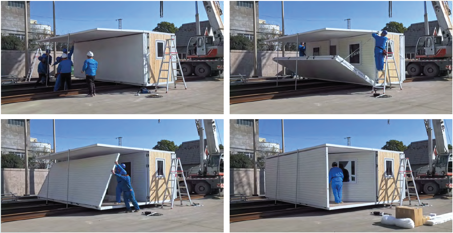 Expandable Deluxe Prefab Unit Side Wing Unfolding Sequence