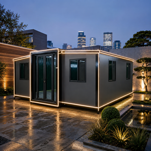 Urban Backyard Expandable Container House Modular Home Contemporary Prefab ADU with Glass Entrance and Architectural