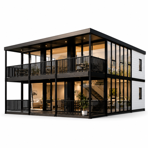 Prefab Expandable Container House Grey Exterior Steel Frame Modular Tiny Home ADU Hotel Villa Backyard Office Rental Units